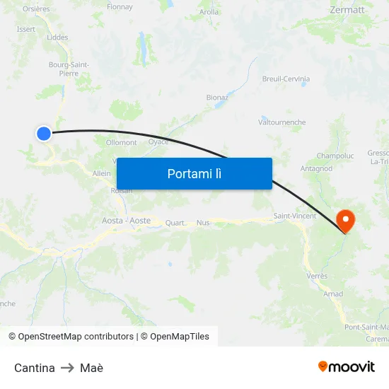 Cantina to Maè map