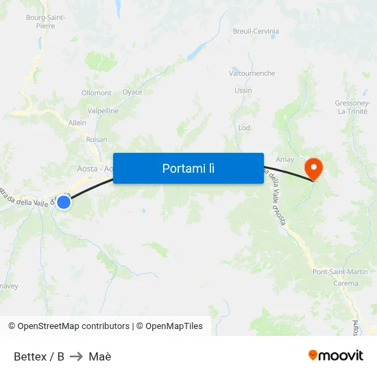 Bettex / B to Maè map