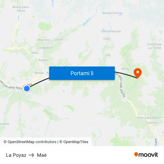 La Poyaz to Maè map