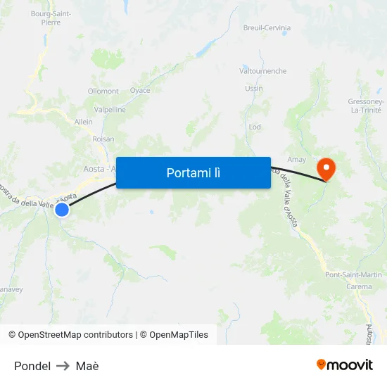 Pondel to Maè map