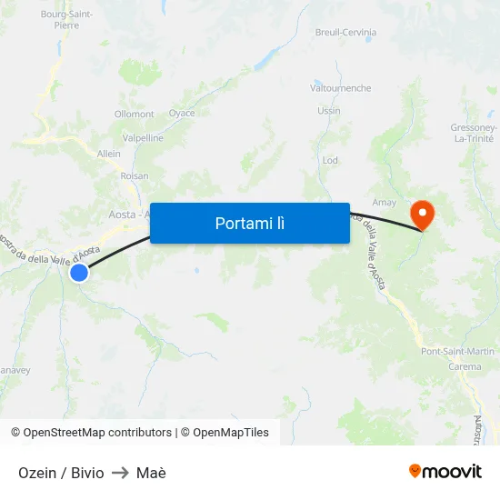 Ozein / Bivio to Maè map