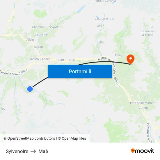 Sylvenoire to Maè map