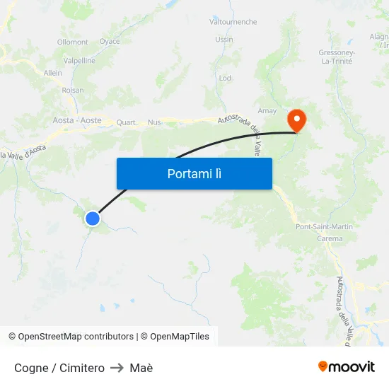 Cogne / Cimitero to Maè map