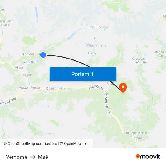 Vernosse to Maè map