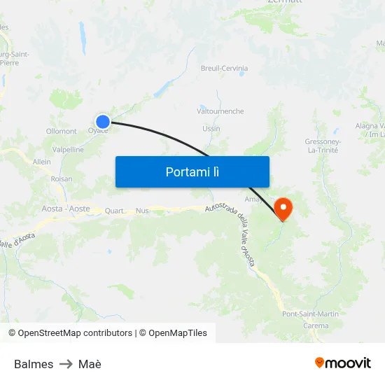 Balmes to Maè map