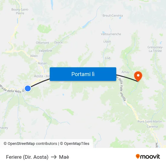 Feriere (Dir. Aosta) to Maè map