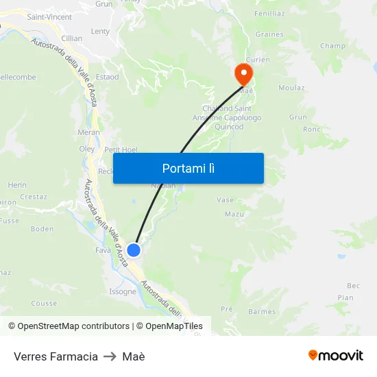 Verres Farmacia to Maè map