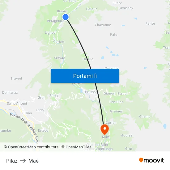 Pilaz to Maè map