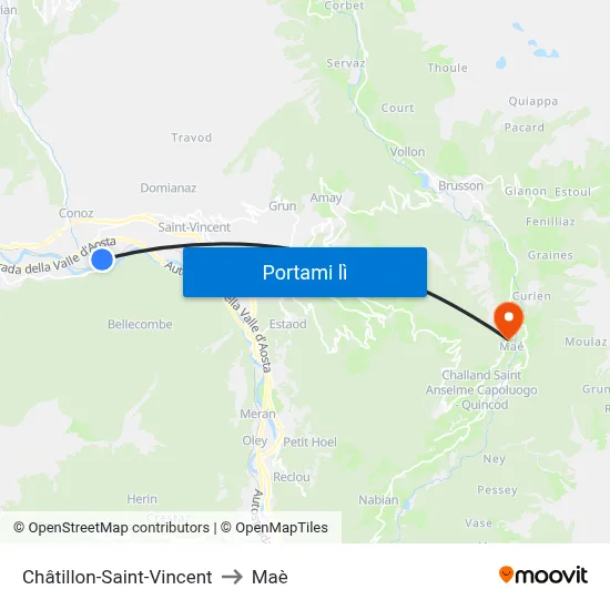 Châtillon-Saint-Vincent to Maè map
