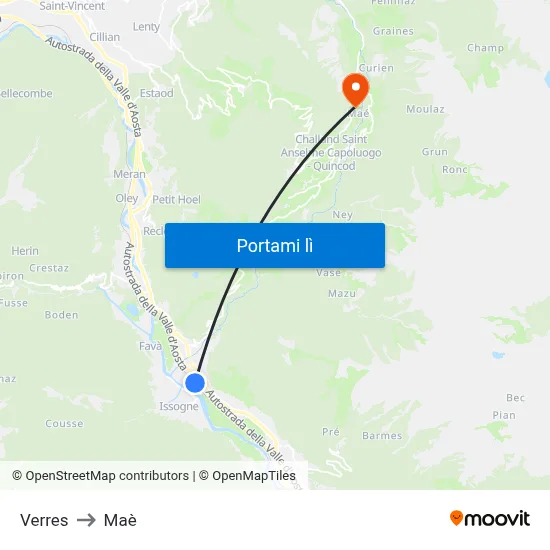 Verres to Maè map