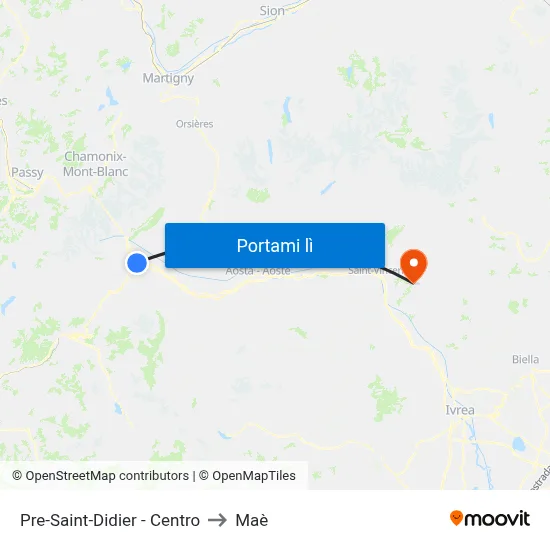 Pre-Saint-Didier - Centro to Maè map