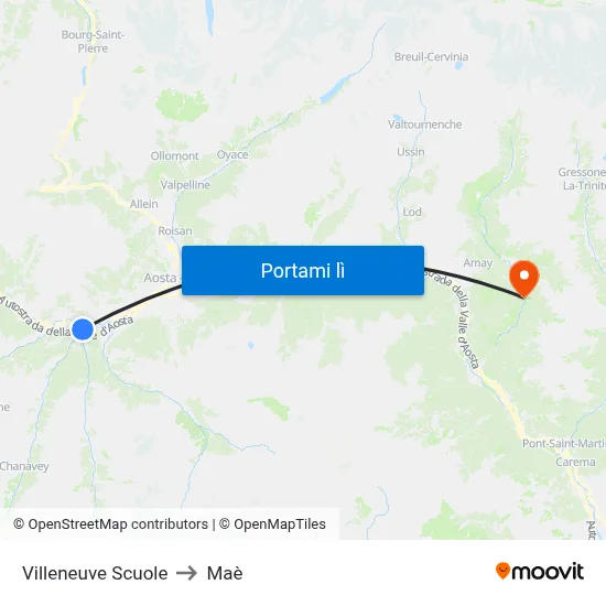 Villeneuve Scuole to Maè map