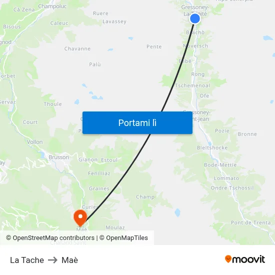 La Tache to Maè map