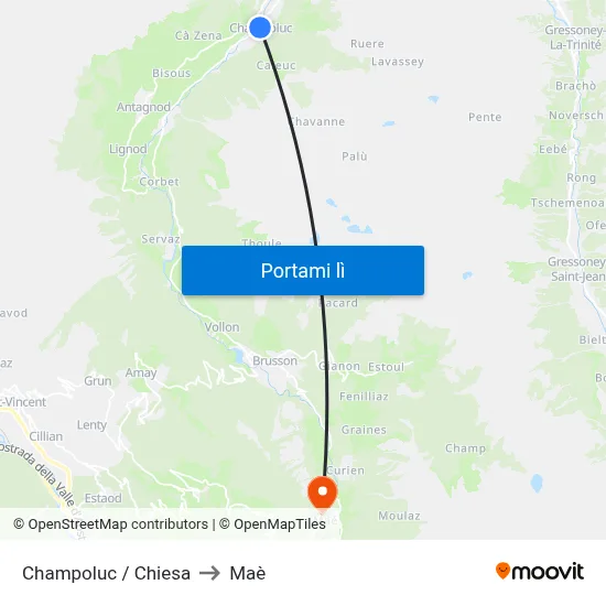 Champoluc / Chiesa to Maè map