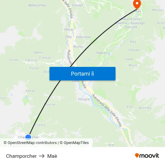 Champorcher to Maè map