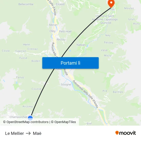 Le Mellier to Maè map