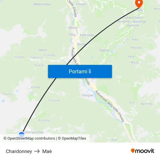 Chardonney to Maè map