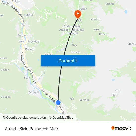 Arnad - Bivio Paese to Maè map