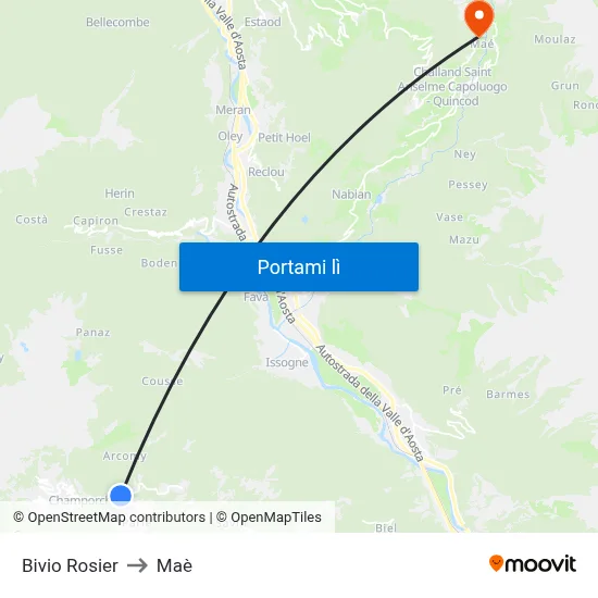 Bivio Rosier to Maè map