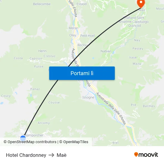Hotel Chardonney to Maè map