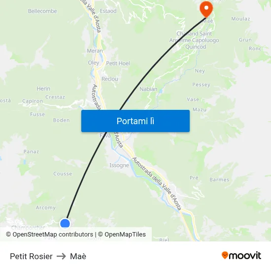 Petit Rosier to Maè map