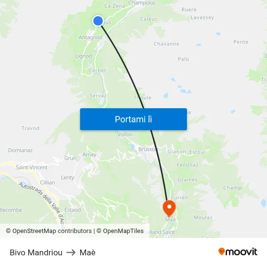 Bivo Mandriou to Maè map