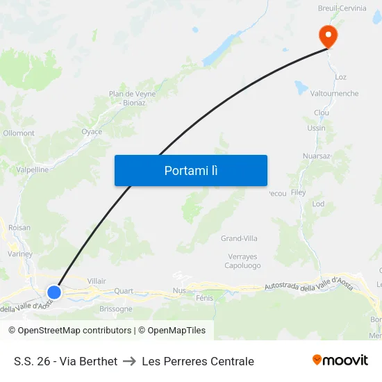 S.S. 26 - Via Berthet to Les Perreres Centrale map