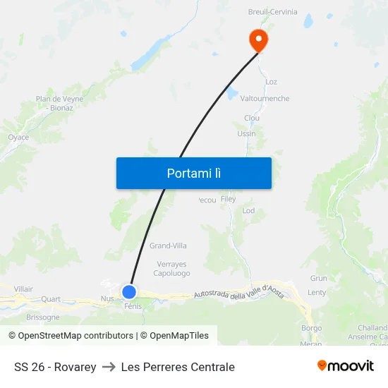 SS 26 - Rovarey to Les Perreres Centrale map