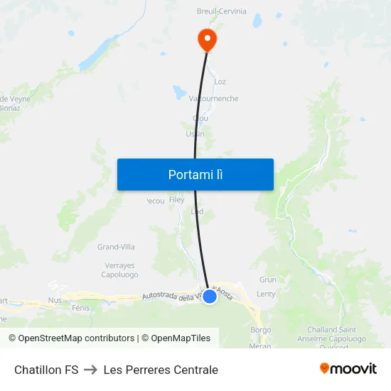 Chatillon FS to Les Perreres Centrale map