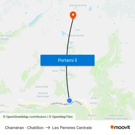 Chaméran - Chatillon to Les Perreres Centrale map