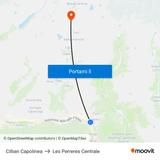 Cillian Capolinea to Les Perreres Centrale map