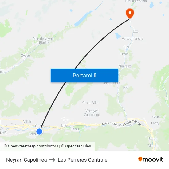 Neyran Capolinea to Les Perreres Centrale map