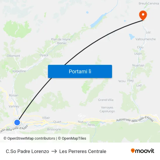 C.So Padre Lorenzo to Les Perreres Centrale map