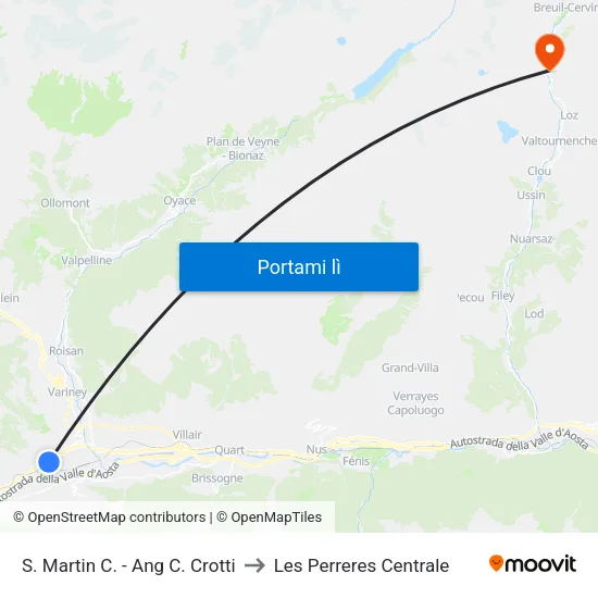 S. Martin C. - Ang C. Crotti to Les Perreres Centrale map