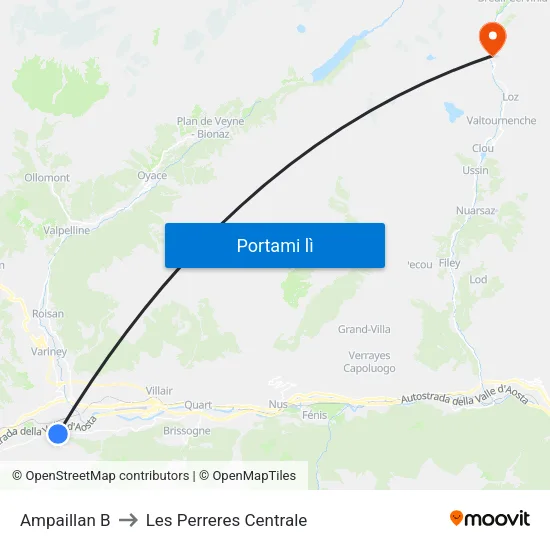 Ampaillan B to Les Perreres Centrale map