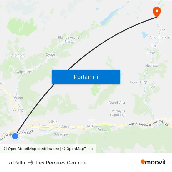 La Pallu to Les Perreres Centrale map