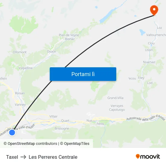 Taxel to Les Perreres Centrale map