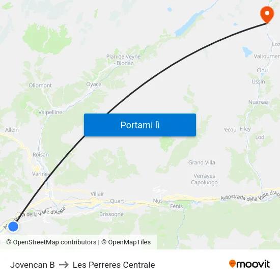 Jovencan B to Les Perreres Centrale map