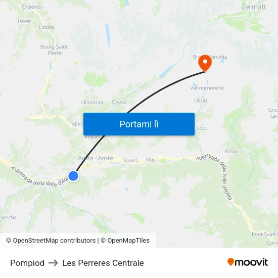 Pompiod to Les Perreres Centrale map
