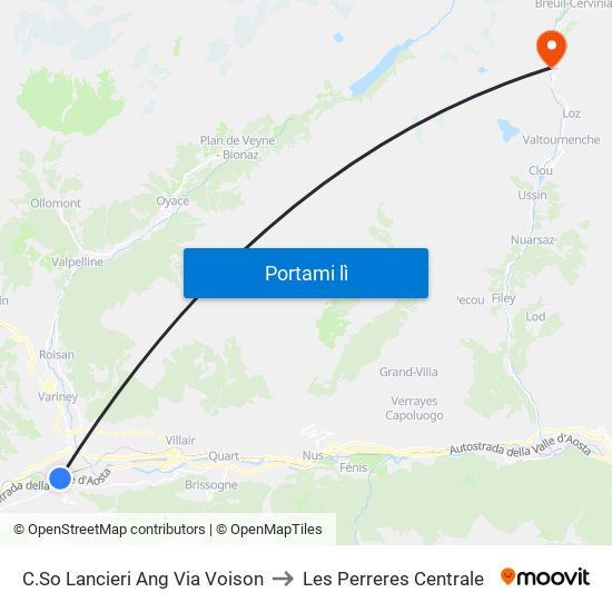 C.So Lancieri Ang Via Voison to Les Perreres Centrale map