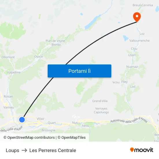 Loups to Les Perreres Centrale map