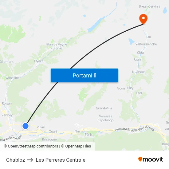 Chabloz to Les Perreres Centrale map