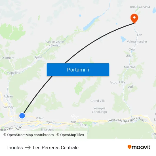Thoules to Les Perreres Centrale map
