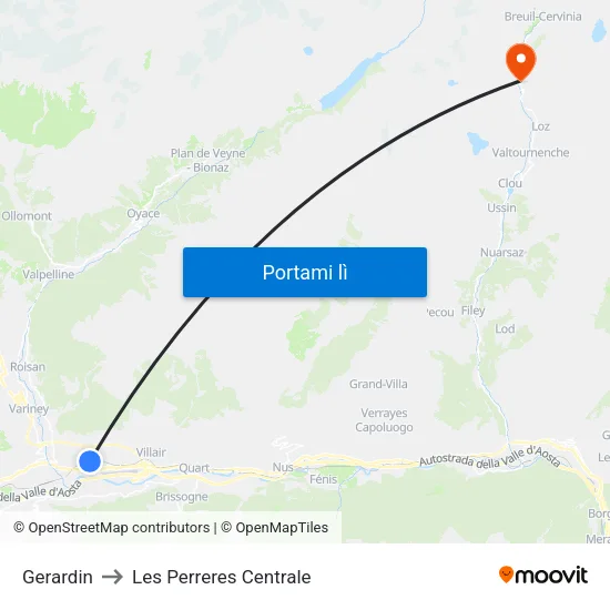 Gerardin to Les Perreres Centrale map