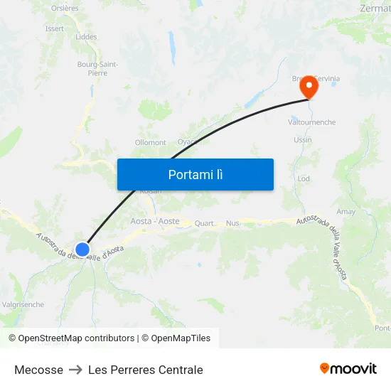 Mecosse to Les Perreres Centrale map