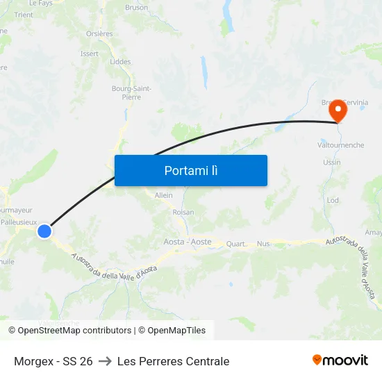 Morgex - SS 26 to Les Perreres Centrale map