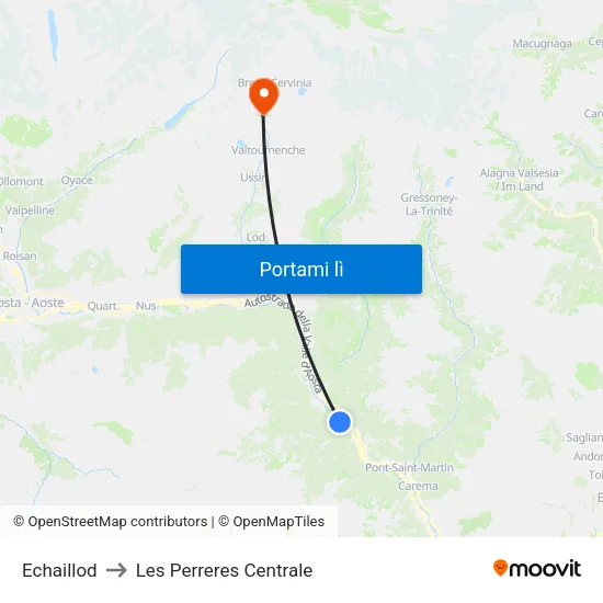 Echaillod to Les Perreres Centrale map
