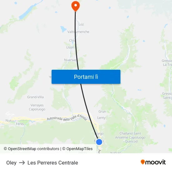 Oley to Les Perreres Centrale map