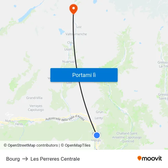 Bourg to Les Perreres Centrale map