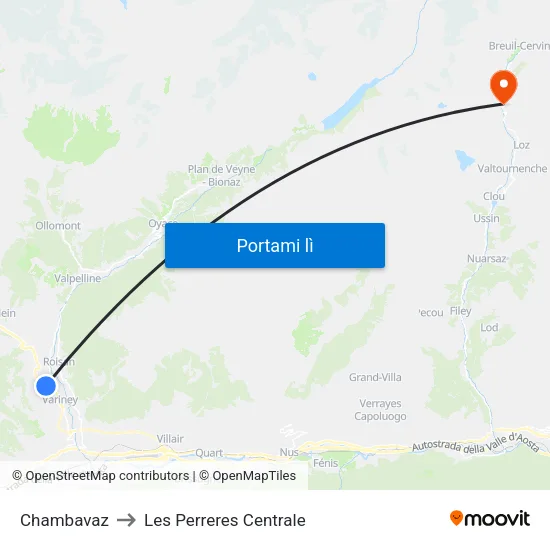 Chambavaz to Les Perreres Centrale map